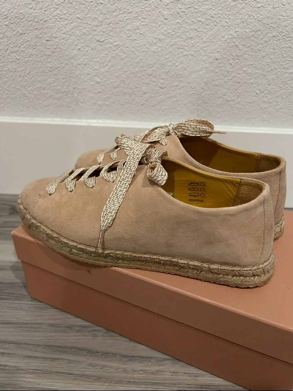 NIB Sezane Blush Pink Suede Espadrille Sneaker in Beige FR 38 US 7